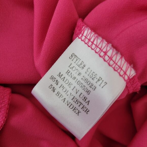 Slinky Brand Hot Pink Long Sleeve Handkerchief Hem Round Neck Tunic Top Size M - Picture 9 of 14